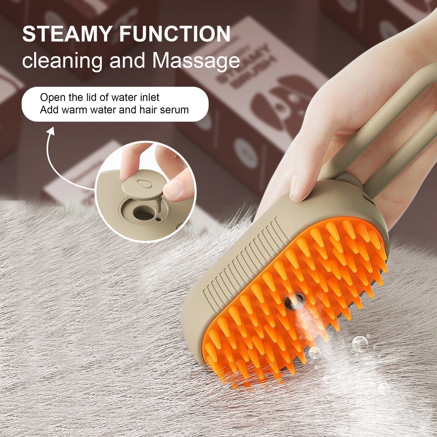 Luxury SteamyBrush - 2024 – The Revolutionary Magical Pet Comb – Cleansing - Antistatic - Massaging