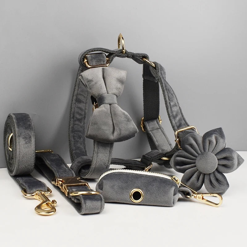 Luxury Dog Harness Set - Charcoal Grey