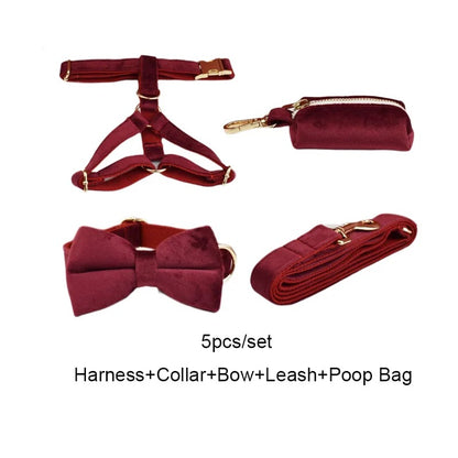 Luxury Dog Harness Set - Burgundy Red