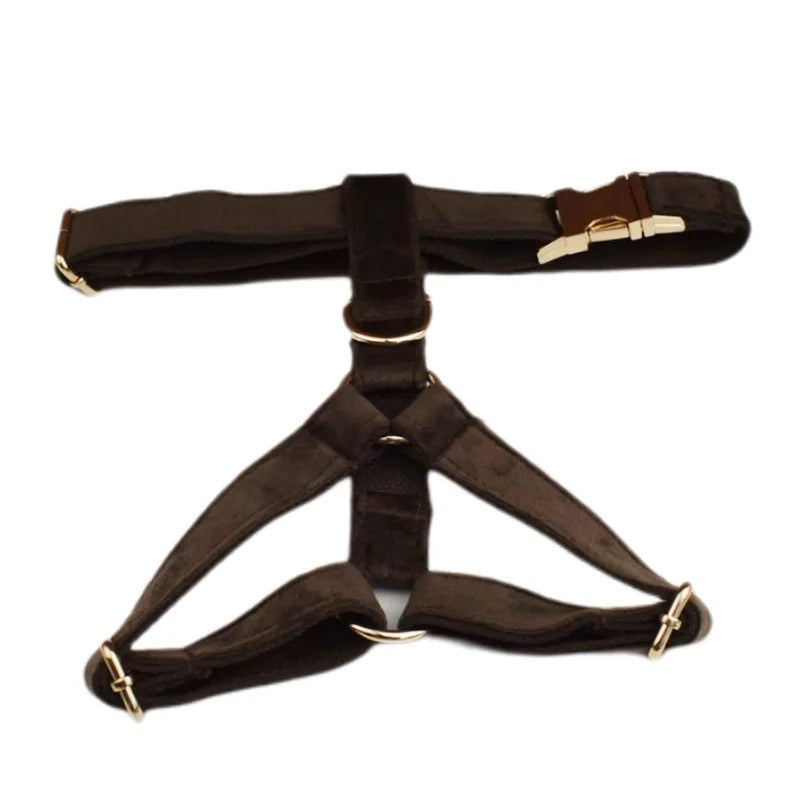 Luxury Dog Harness Set - Deep Brown