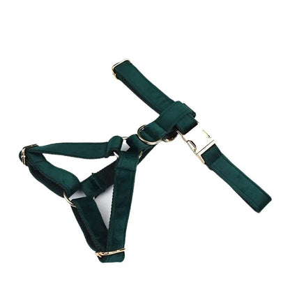 Luxury Dog Harness Set - Emerald Green